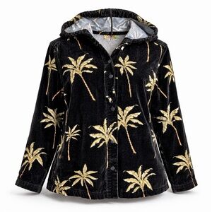 Tahiti Reef Club Corduroy Palm Tree Jacket Coastal Resort Men M Casual Beach